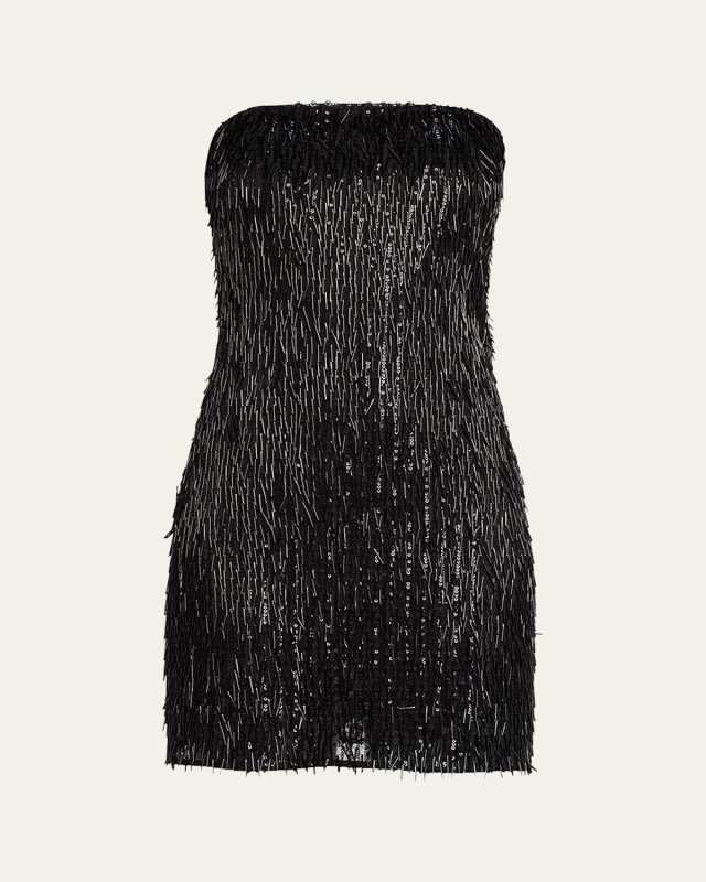 Victaria Strapless Bead Fringe Mini Dress